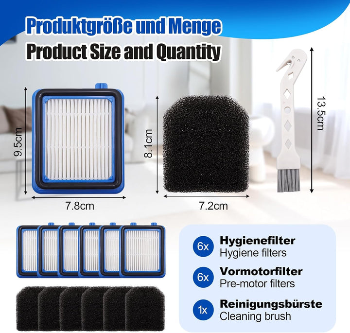 6 Stück Filter Zubehör für AEG QX6 QX7 QX8-2 ASKW1 Staubsauger, Staubsauger Filter Set für AEG ASKW1