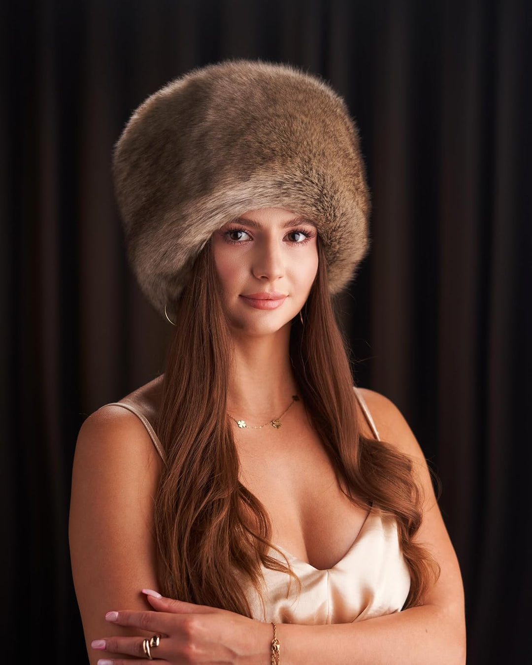 Futrzane Siberian Kosakenmütze - Pelzmütze Damen - Fell Pelz Russische Mütze XS Beige Siberian, XS B