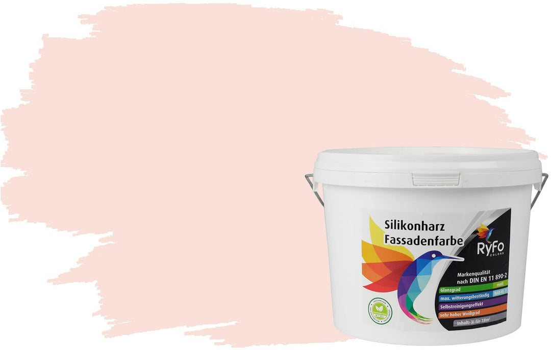 RyFo Colors Silikonharz Fassadenfarbe Lotuseffekt Trend Weisstöne Rosenweiss 3l - bunte Fassadenfarb