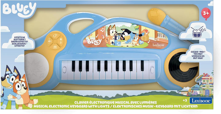 Lexibook, Bluey, elektronisches Kinderklavier mit Lichteffekten, Blau Gelb, K704BY, Bluey