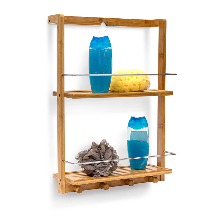 Relaxdays Duschregal aus Bambus HxBxT: ca. 53 x 38 x 15,5 cm Duschablage mit 2 Ablageböden aus feuch
