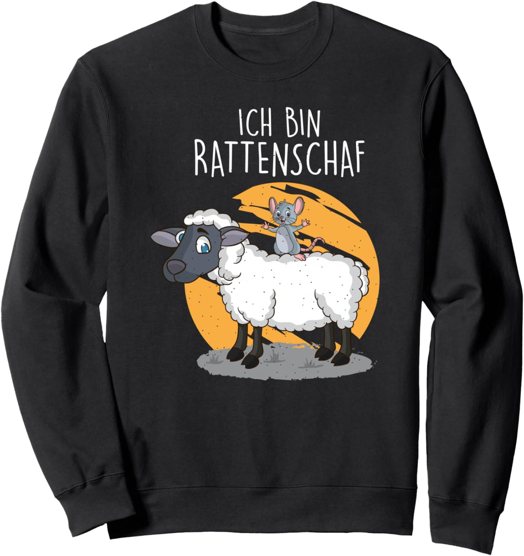 Ich bin Rattenschaf Spruch Wortspiel Schafswolle Schäfchen Sweatshirt