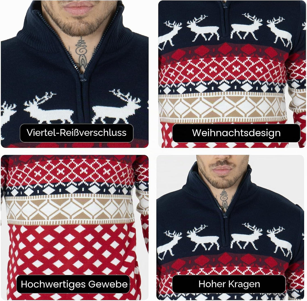 NOROZE Herren Weihnachten Pullover Neuheit Faire Insel Jumper Grobstrick Pulli für Frauen Unisex S N