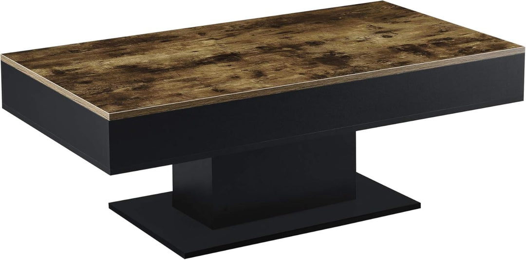 [en.casa] Couchtisch Lünen Wohnzimmertisch mit Stauraum Holzoptik Schwarz Truhentisch Sofatisch mit