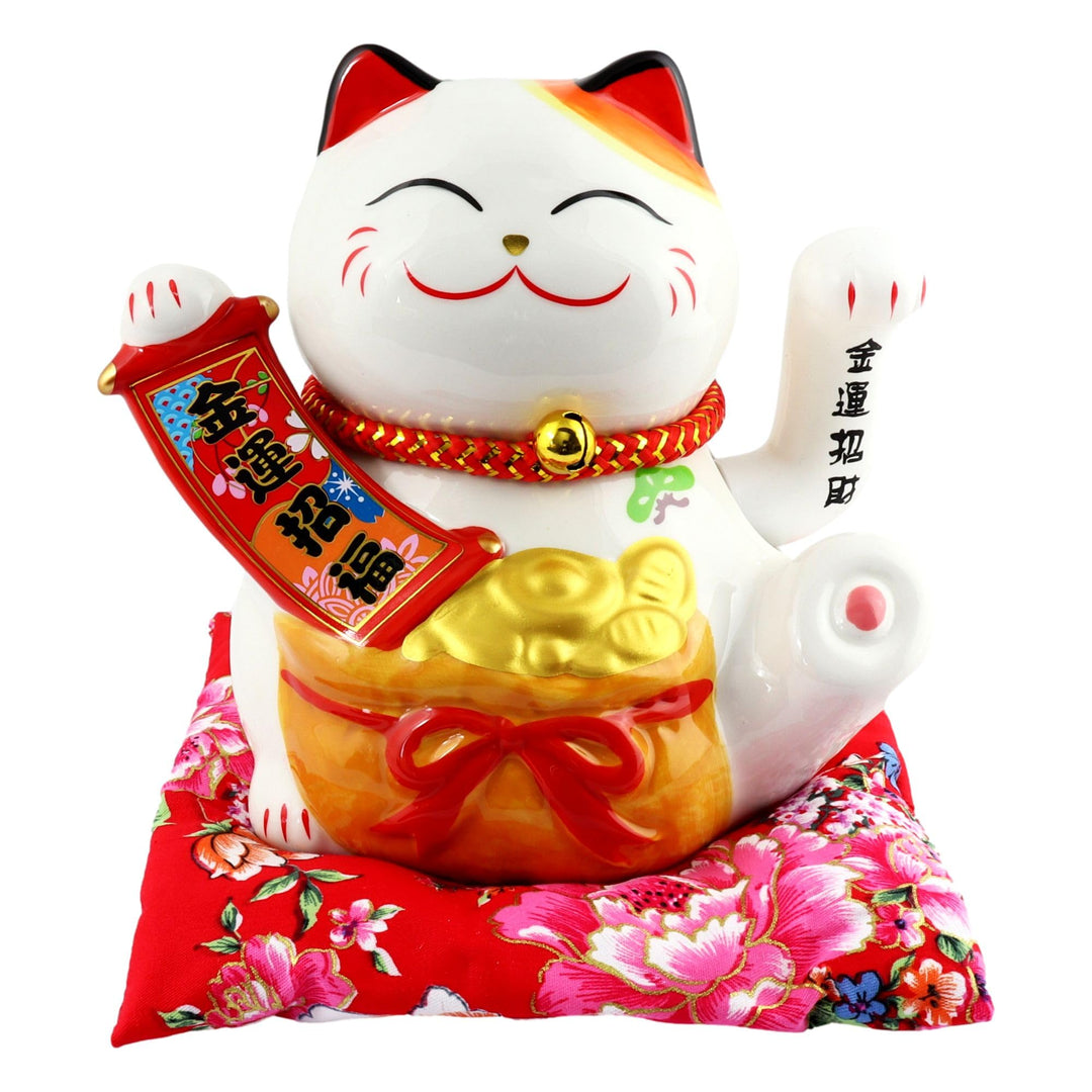 Freak Scene Superfreak Glückskatze - Maneki-Neko - Winkekatze aus Porzellan 15,5 cm weiss - Maneki N