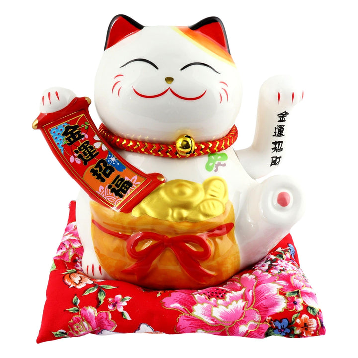 Freak Scene Superfreak Glückskatze - Maneki-Neko - Winkekatze aus Porzellan 15,5 cm weiss - Maneki N