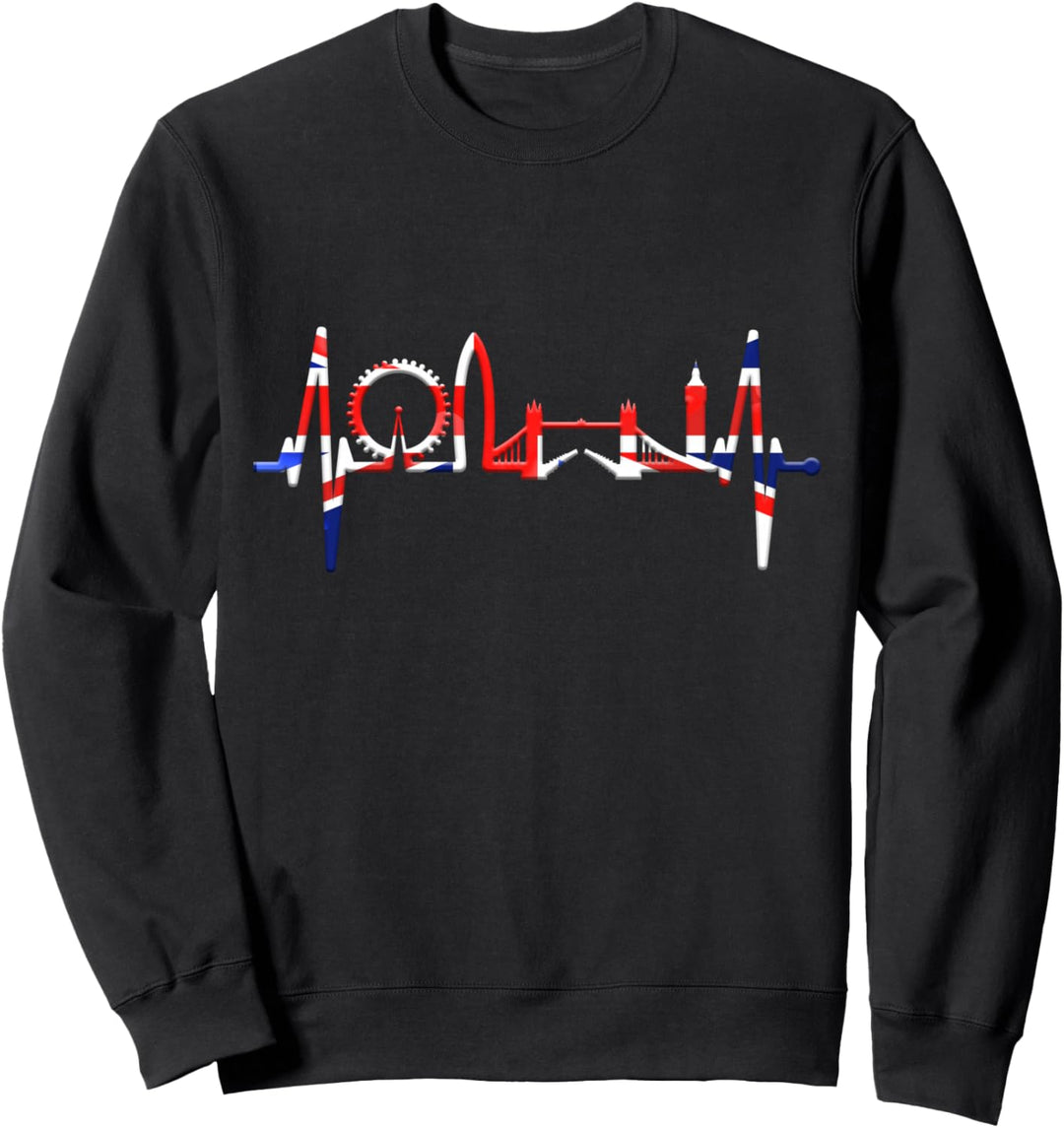 London Skyline Herzschlag England Flagge Union Jack London Sweatshirt
