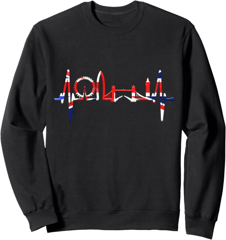 London Skyline Herzschlag England Flagge Union Jack London Sweatshirt