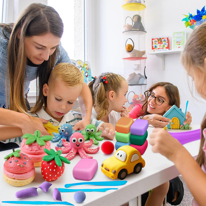 YOPINSAND Modelliermasse Lufttrocknend, 84 Farben Lufttrockener Knete für Kinder, Modelliermassen, G