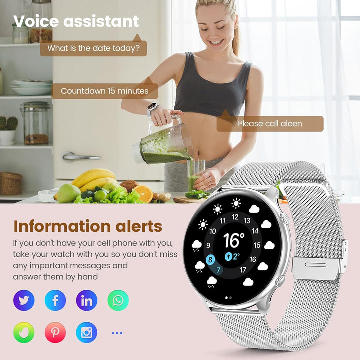Smartwatch Damen mit Telefonfunktion, 1,39" TFT HD Touchscreen, IP67 Wasserdicht mit 120 Sport SpO2