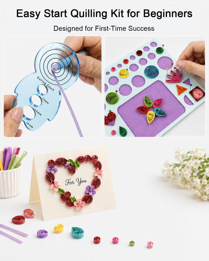 YURROAD Quilling Set, Quilling Papier Werkzeug Set mit 36 Farben 900 Quilling Papierstreifen 3mm, Qu