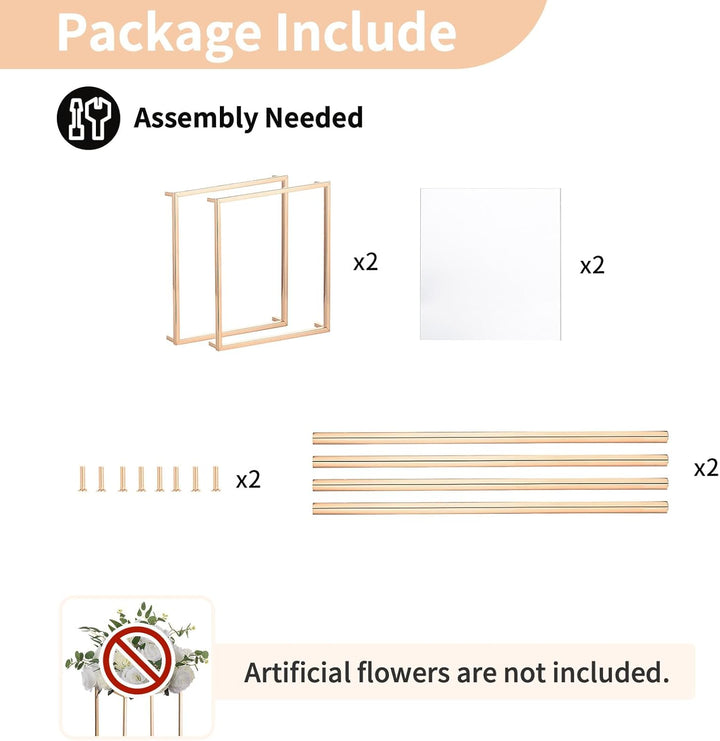 Nuptio 2 Stück Metall Blumenboden Vase Blumenständer Geometrische Mittelstücke Vase für Tische, 40cm