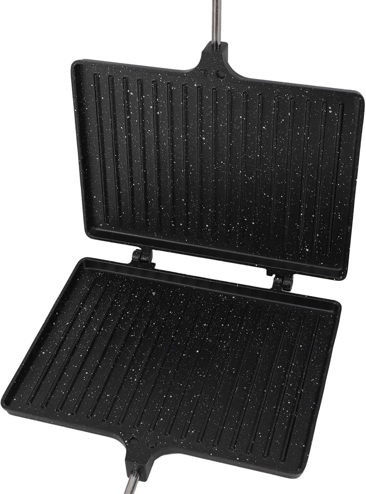Panini Press Sandwich Maker, Doppelseitiger Gas-Sandwichtoaster mit Antihaftbeschichtung, Aluminium-