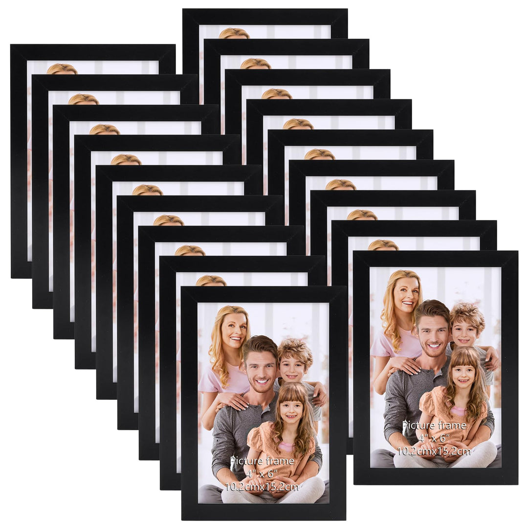 Hoikwo 18 Stück Bilderrahmen 10x15 cm, Schwarz Fotorahmen Collage Set für Wohnzimmer Schlafzimmer Ki