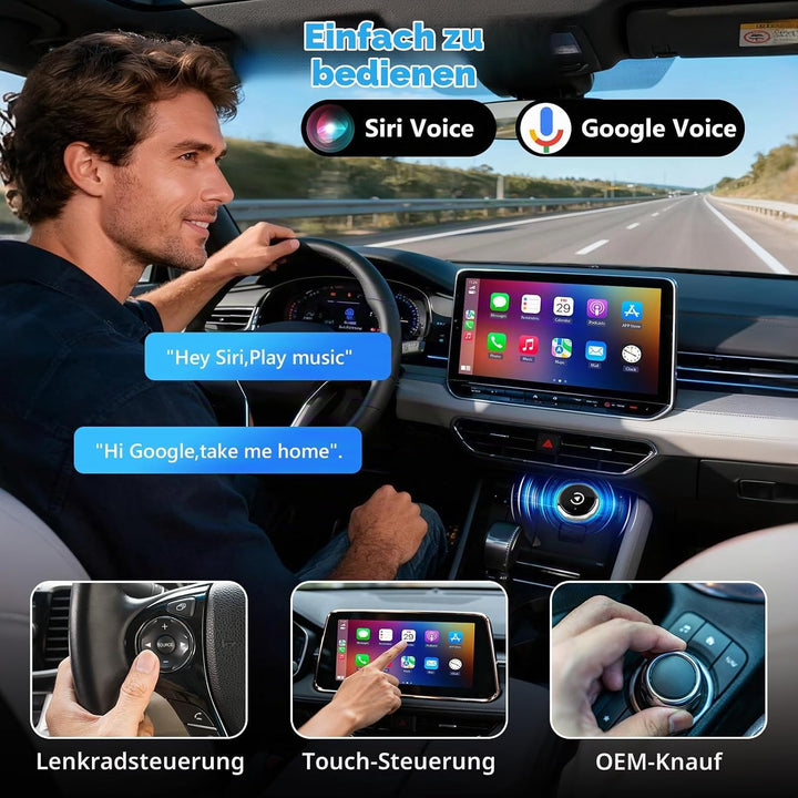 2 in 1 Wireless CarPlay &amp; Android Auto Adapter, Bluetooth 5.3 + 5.8GHz WiFi, Kabelloser CarPlay Adap
