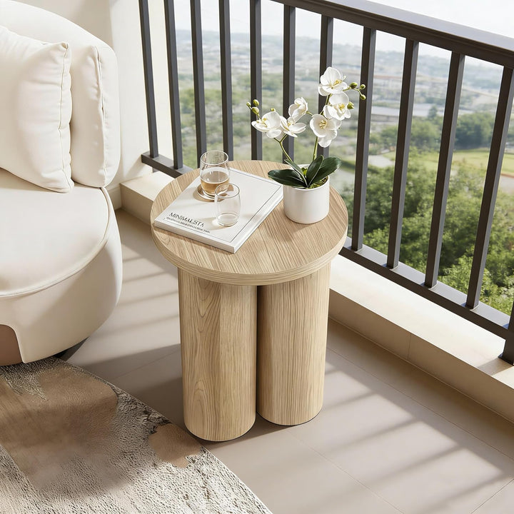 Hometopia Beistelltisch Holz, Kleiner Runder Tisch für Wohnzimmer, Nachttisch für kleine Räume, Mode