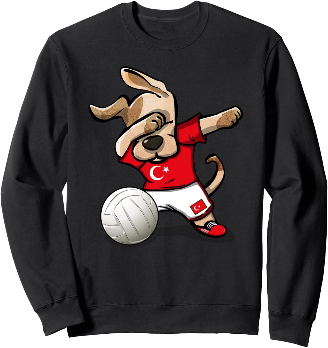 Lustiger Tupfender Hund Türkei Volleyball - Türkische Flagge Sweatshirt
