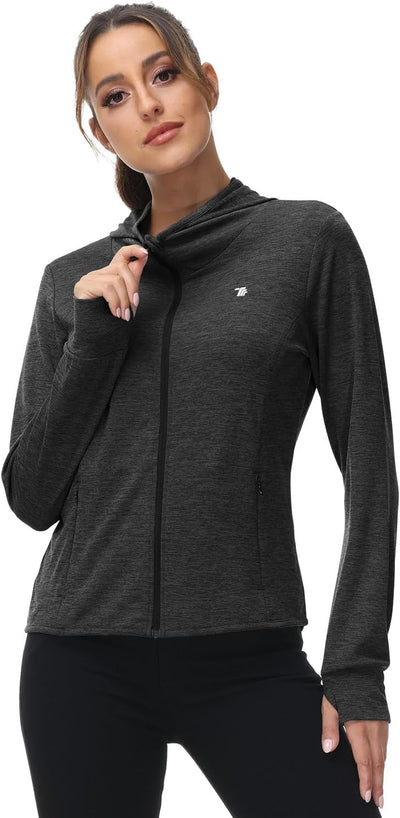 Damen Laufjacke Sportjacke Trainingsjacke Langarm Fitness Yoga Jacke Leicht Atmungsaktive Full Zip S