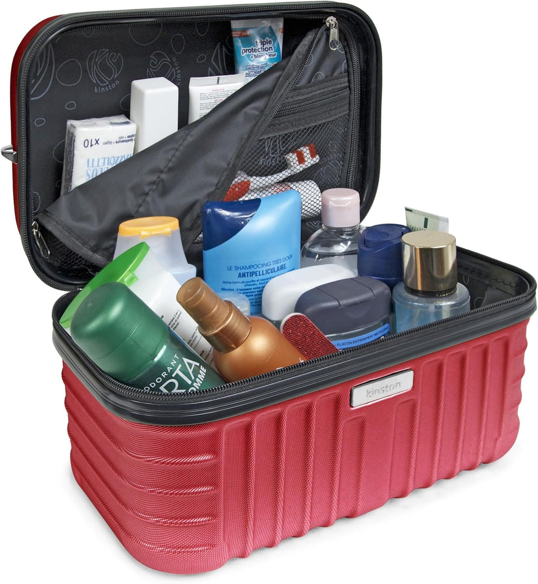 KINSTON Vanity Case Hartschale mit Schulterriemen – Kulturbeutel Reise Kosmetik – Hartschale mit Gri