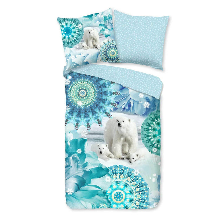 HIP Flanell Bettwäsche Seppo Blue 1 Bettbezug 155 x 220 cm + 1 Kissenbezug 80 x 80 cm, 1 Bettbezug 1