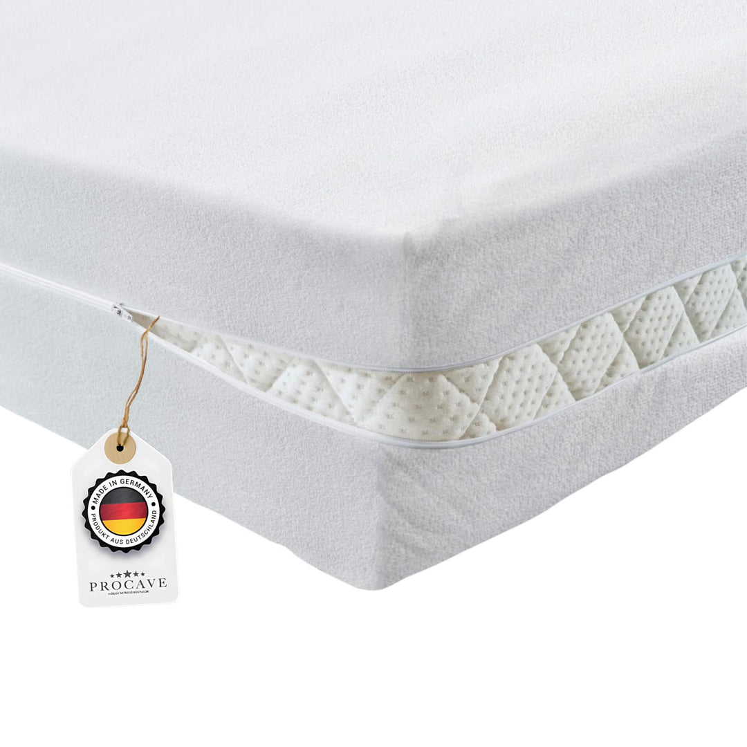 PROCAVE Matratzenbezug Frottee unversteppt 60 x 190 cm | Matratzen-Höhe 23-28cm | Matratzenschoner 6