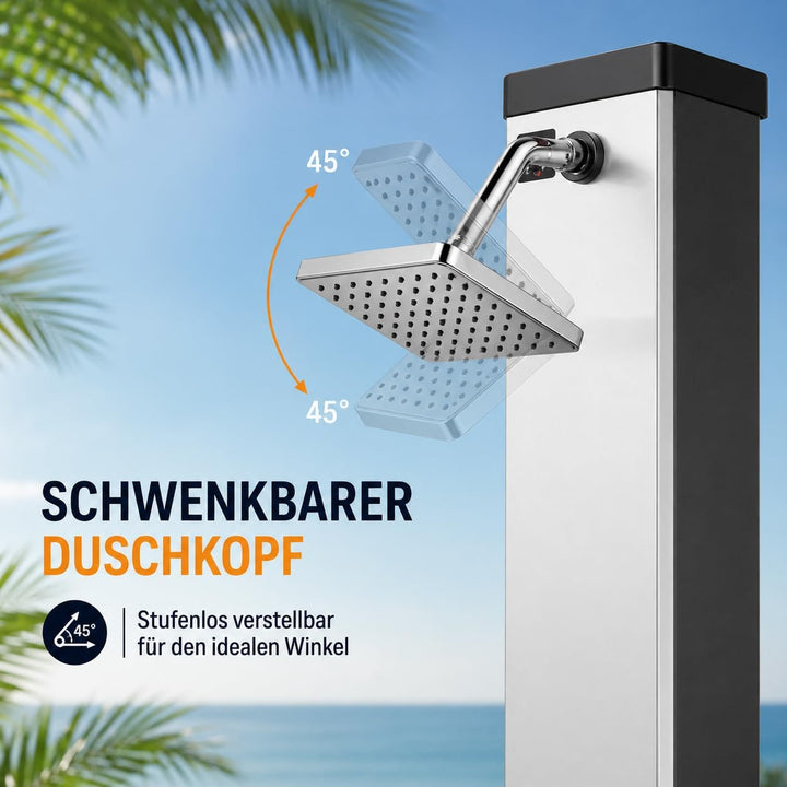Strattore Solardusche Gartendusche 40 Liter - Warmes Wasser max. 60°C - Ohne Stromanschluss - Mit Fu