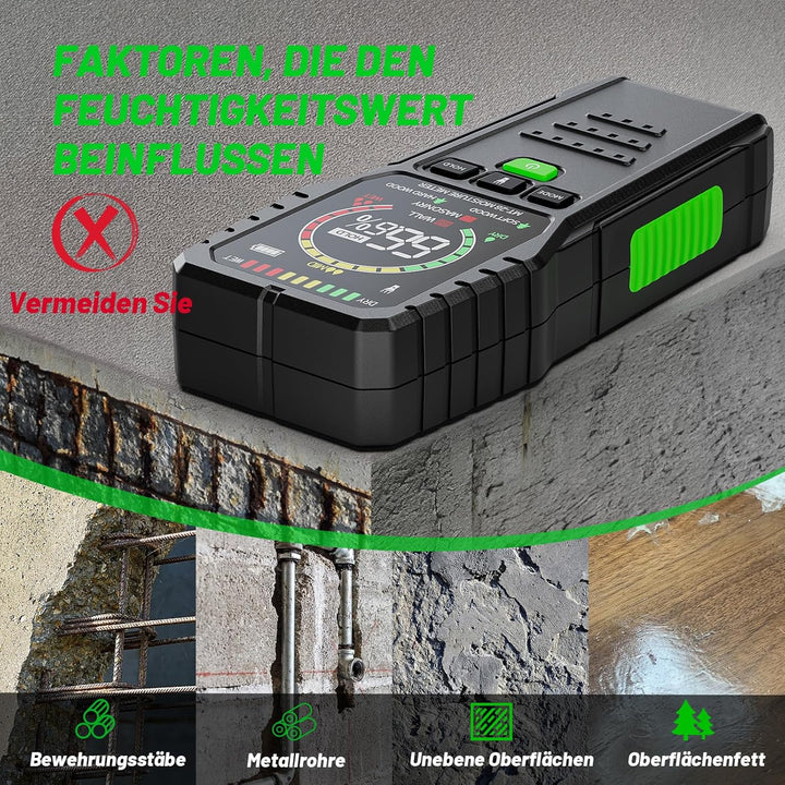 Feuchtigkeitsmessgerät für Wand & Holz – Zerstörungsfreies Feuchtemessgerät und Feuchtigkeitsmesser