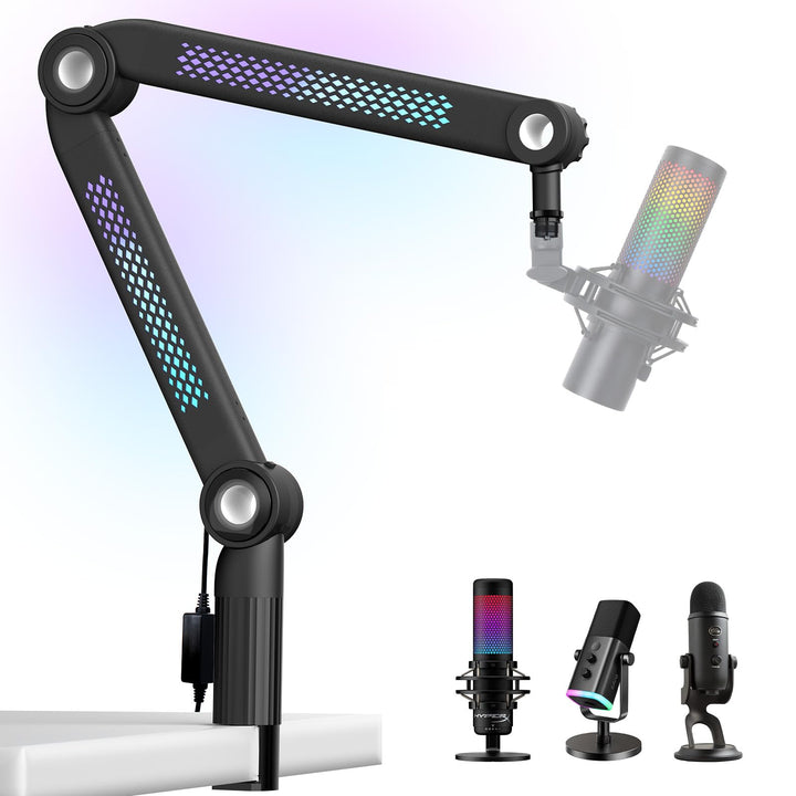 YOUSHARES RGB Tonaufnahme Mikrofon Arm kompatibel mit HyperX QuadCast, QuadCast 2, SM7B, MV7, Rode,