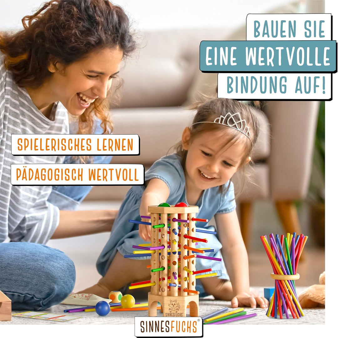 SINNESFUCHS® Farblernturm - Montessori Spielzeug ab 3 Jahre - Holzspielzeug pädagogisch wertvoll - L