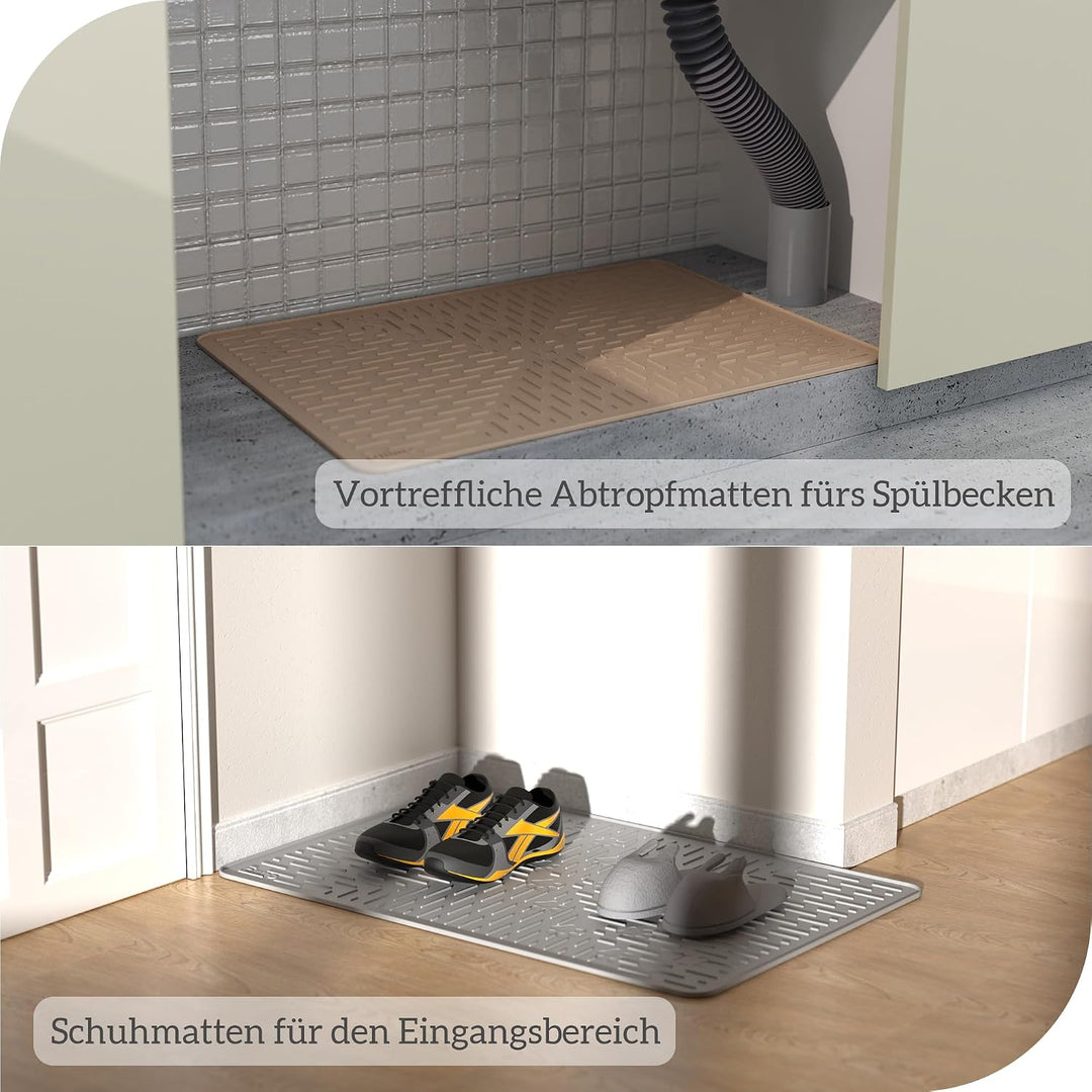 OHMO Katzenklo Matte Katzenstreu Matte Wasserdicht Silikon 60x40cm Grau | Urin&amp;Wasserdichte Katzenma