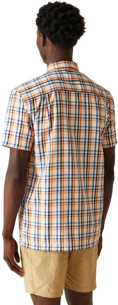Regatta Herren Regatta Mindano Viii Kurzarmhemd für Herren Hemd (1er Pack) L Royal/Persimmon Check,