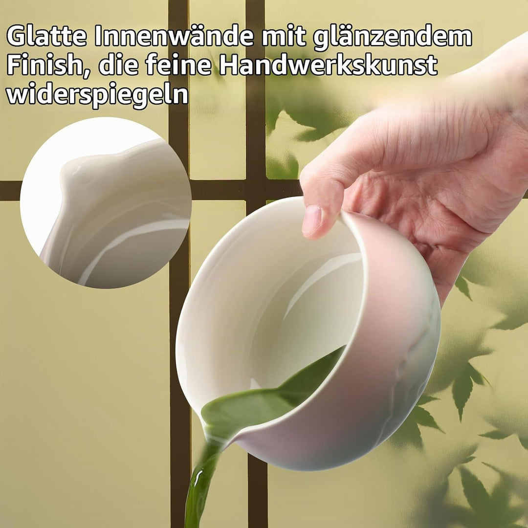 Matcha Set 7 teilig – Matcha Schale mit Ausgiesser, Matcha Besen (Chasen), Schaufel, Sieb, Besenhalt