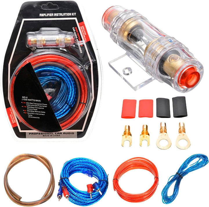SPORWAY Endstufe Kabel Set: 10GA Kfz Verstärker Kabelsatz, Anschluss Set Auto Verstärker Kabel Set,