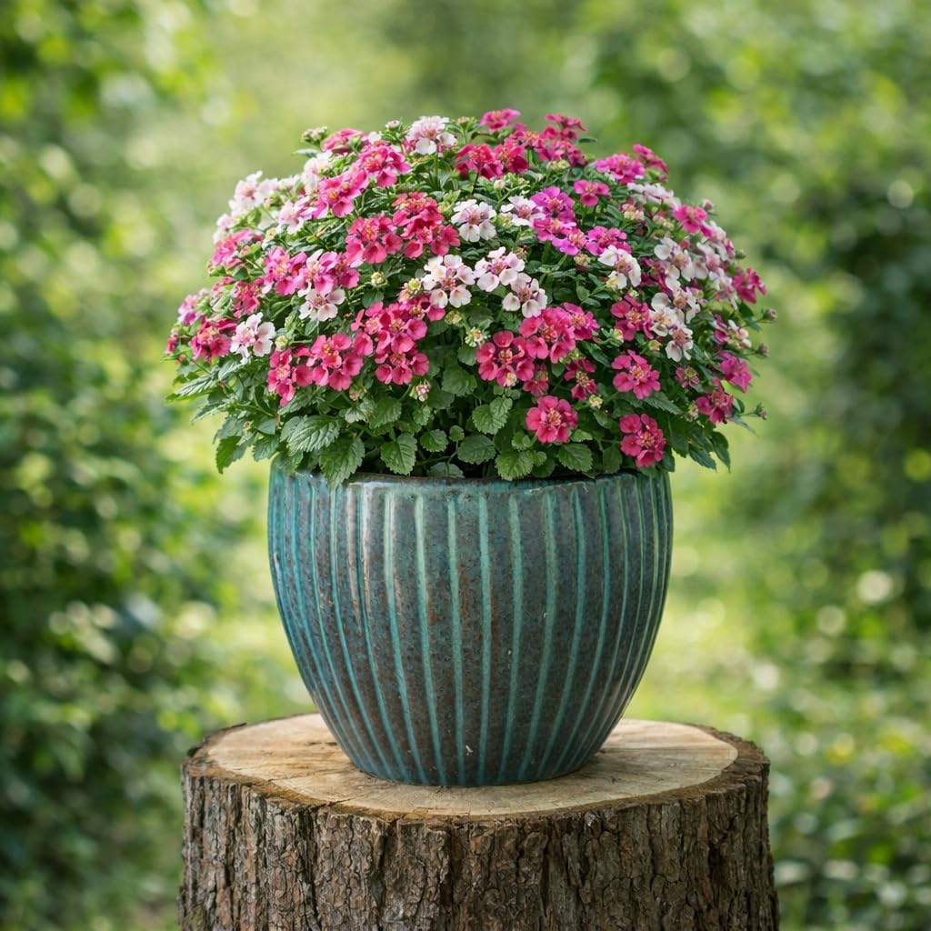 TucanoHamburg Blumentopf, Modell Eiertopf Stripes Jade, grün/blau 26x25cm, frostfest