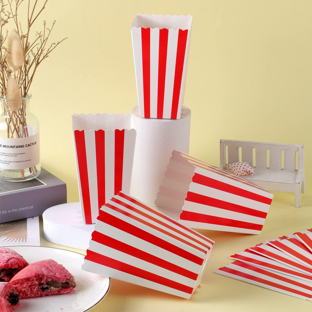Yoosso 20 Stück Popcorn Boxen, Popcorn Tüten Rot & Weiss Gestreiften Popcorn Tüten Süssigkeiten Behä