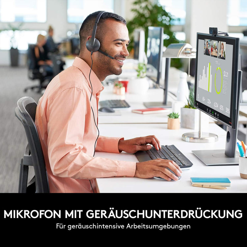 Logitech H340 Kopfhörer mit Mikrofon, Stereo-Headset, Verstellbares Mikrofon mit Rauschunterdrückung