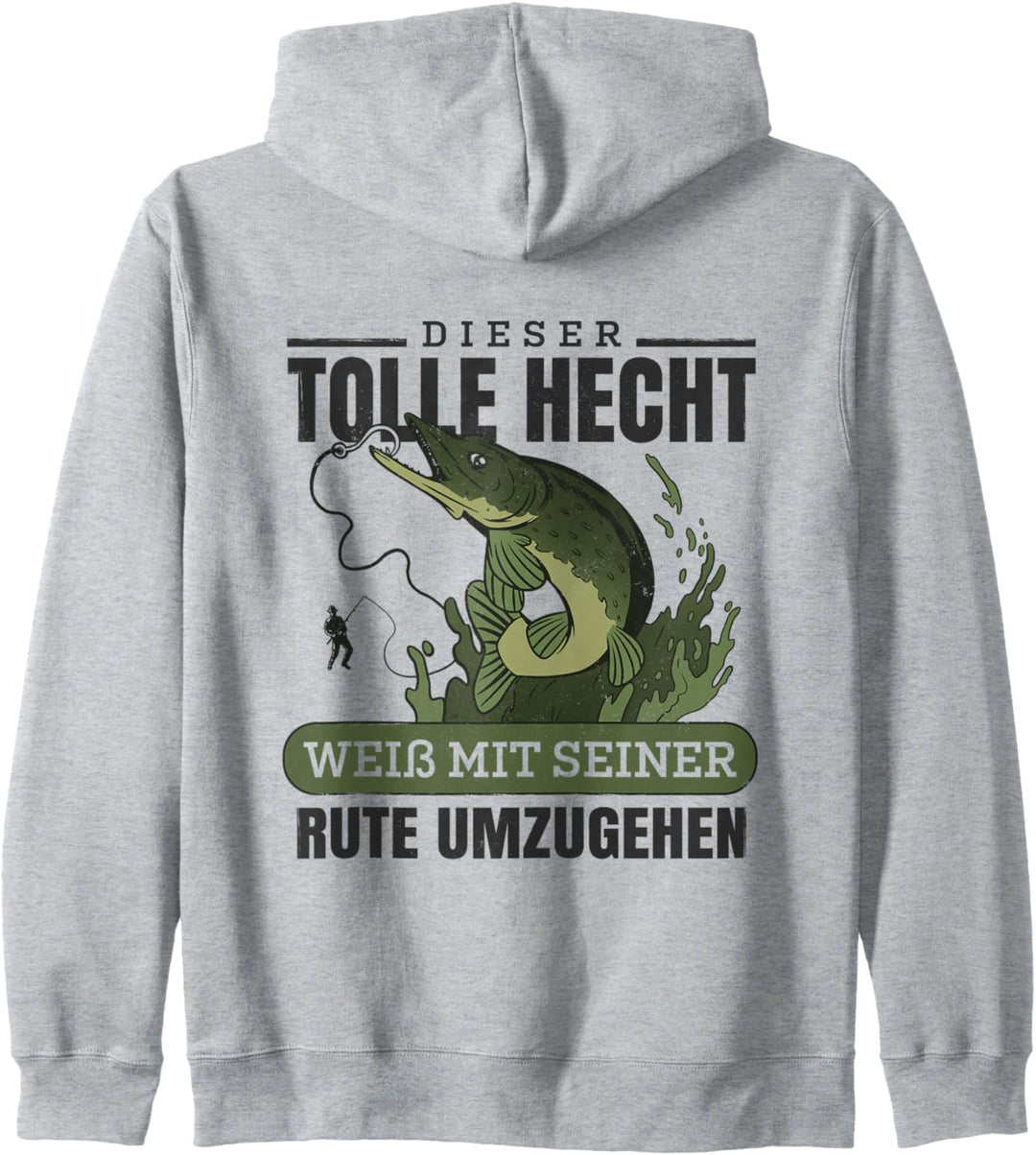 Dieser Tolle Hecht Weiss Mit Seiner Rute Umzugehen Angler Kapuzenjacke