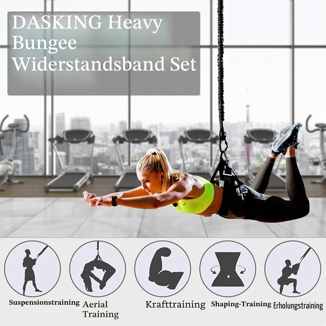 DASKING Heavy Bungee Band Set, Air Yoga Widerstand Bungee Stretch Gürtel, 4D Bungee Tanzseil, Exerci