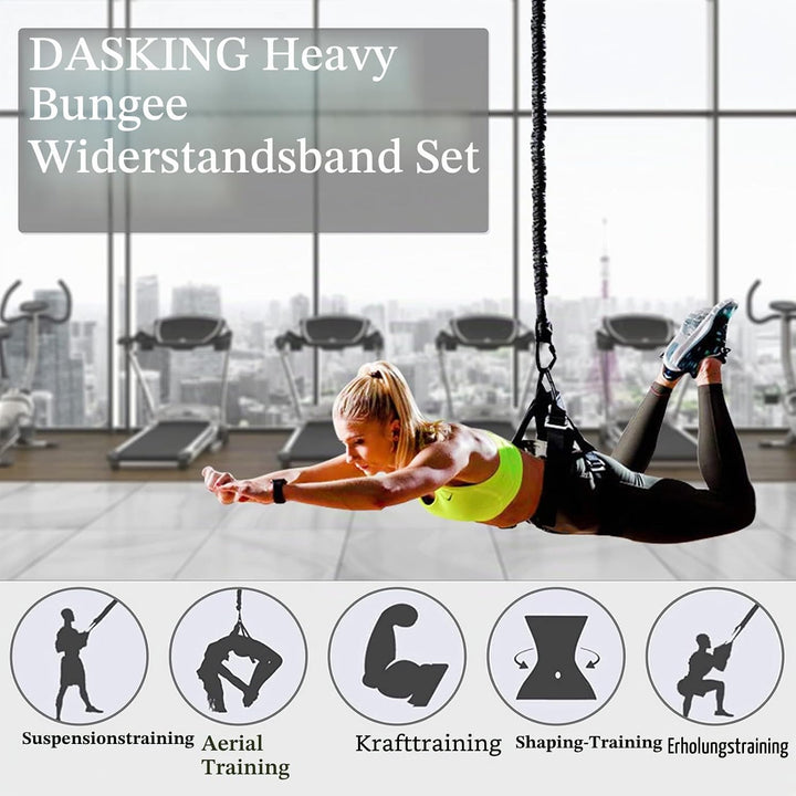 DASKING Heavy Bungee Band Set, Air Yoga Widerstand Bungee Stretch Gürtel, 4D Bungee Tanzseil, Exerci