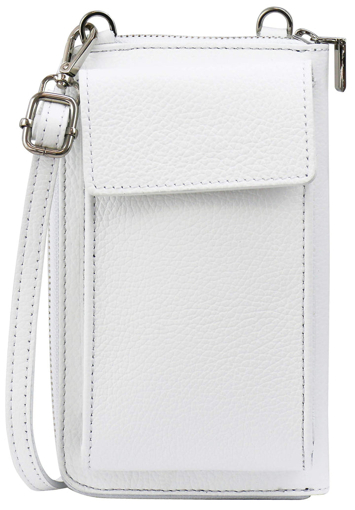 SH Leder Damen Handytasche Umhängetasche Geldbörse Multifunktion Beutel aus Echtleder Verstellbar Sc