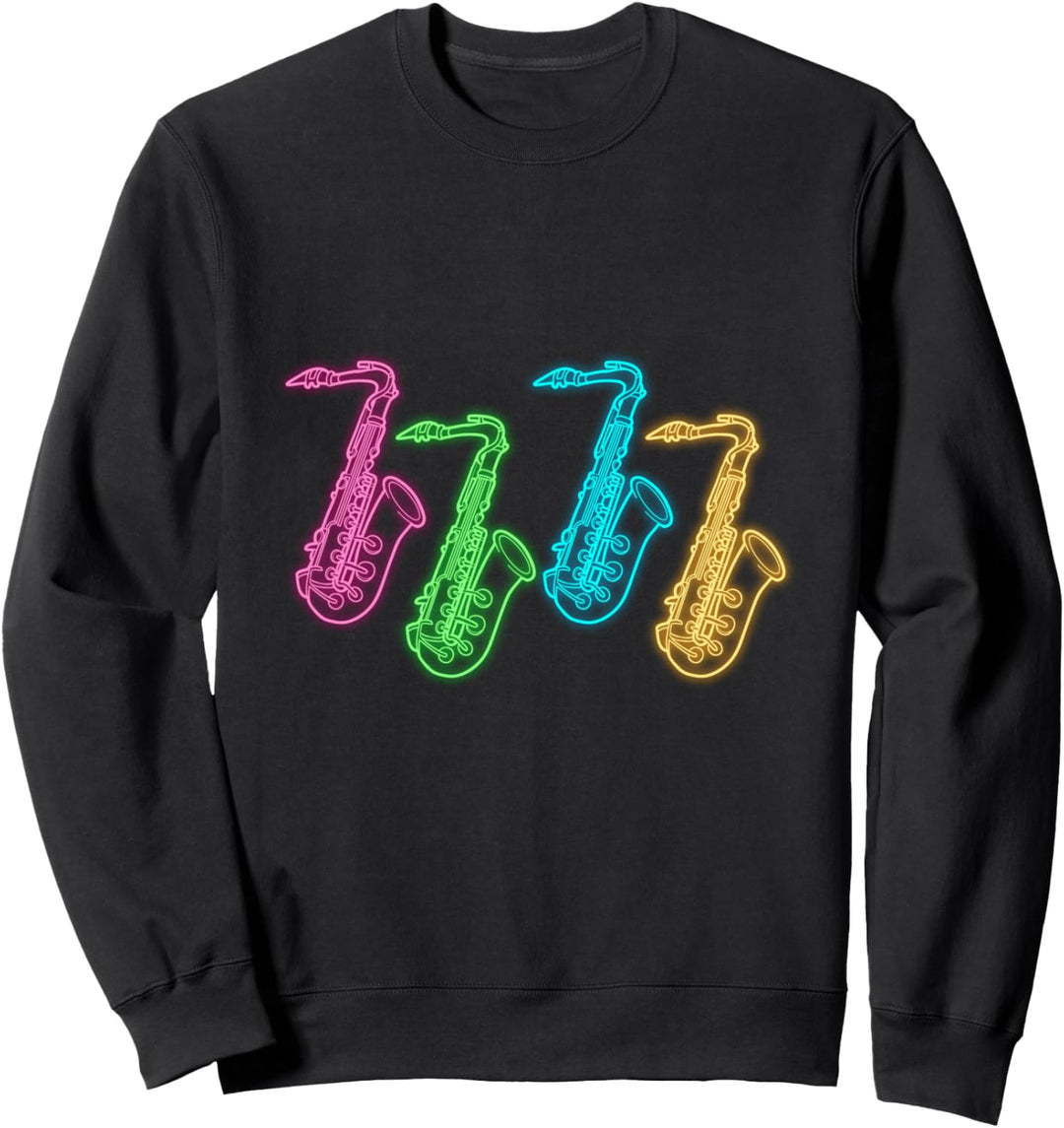 Retro 60's Buntes Saxophon Instrument Geschenk Sweatshirt