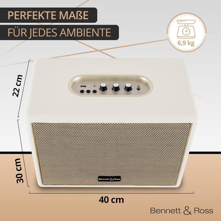 Bennett & Ross BB-880CW Blackmore Giant - Retro Bluetooth Lautsprecher in Lederoptik - TWS-Funktion