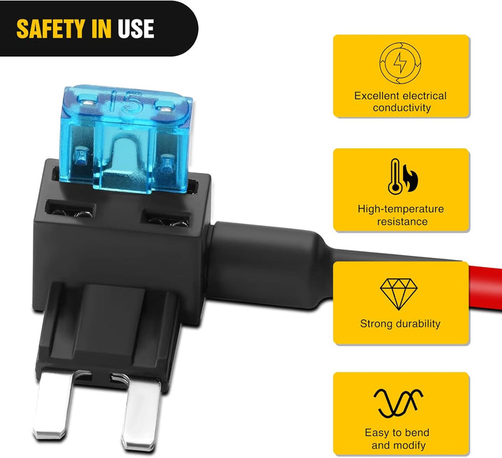 Nilight 12 V Auto-A-Circuit Sicherung Tap Adapter Mini Atm Apm Flachsicherungshalter, 10 Stück 10PCS