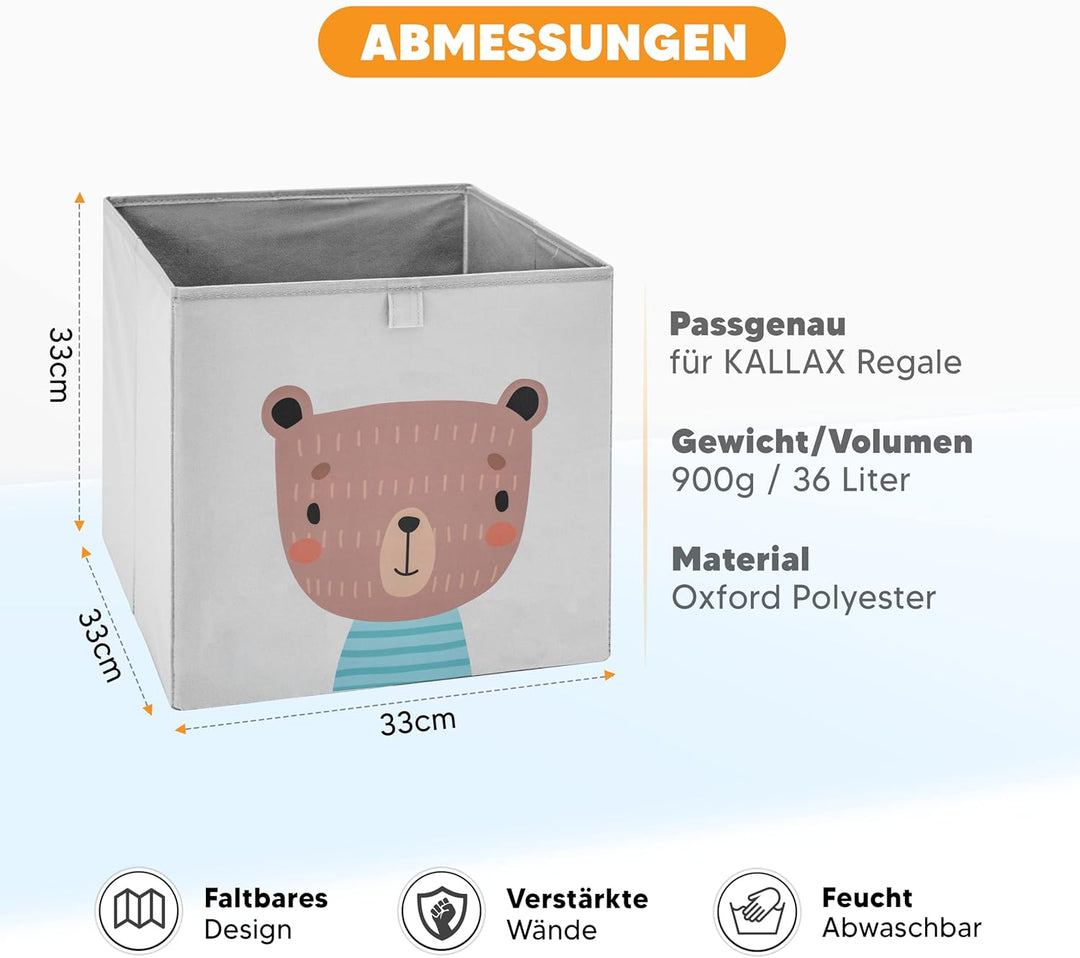 fenchi's AUSTRIA 2er Set Aufbewahrungsboxen Kinder, Masse 33 * 33 * 33cm, ideal für Kallax, verschie