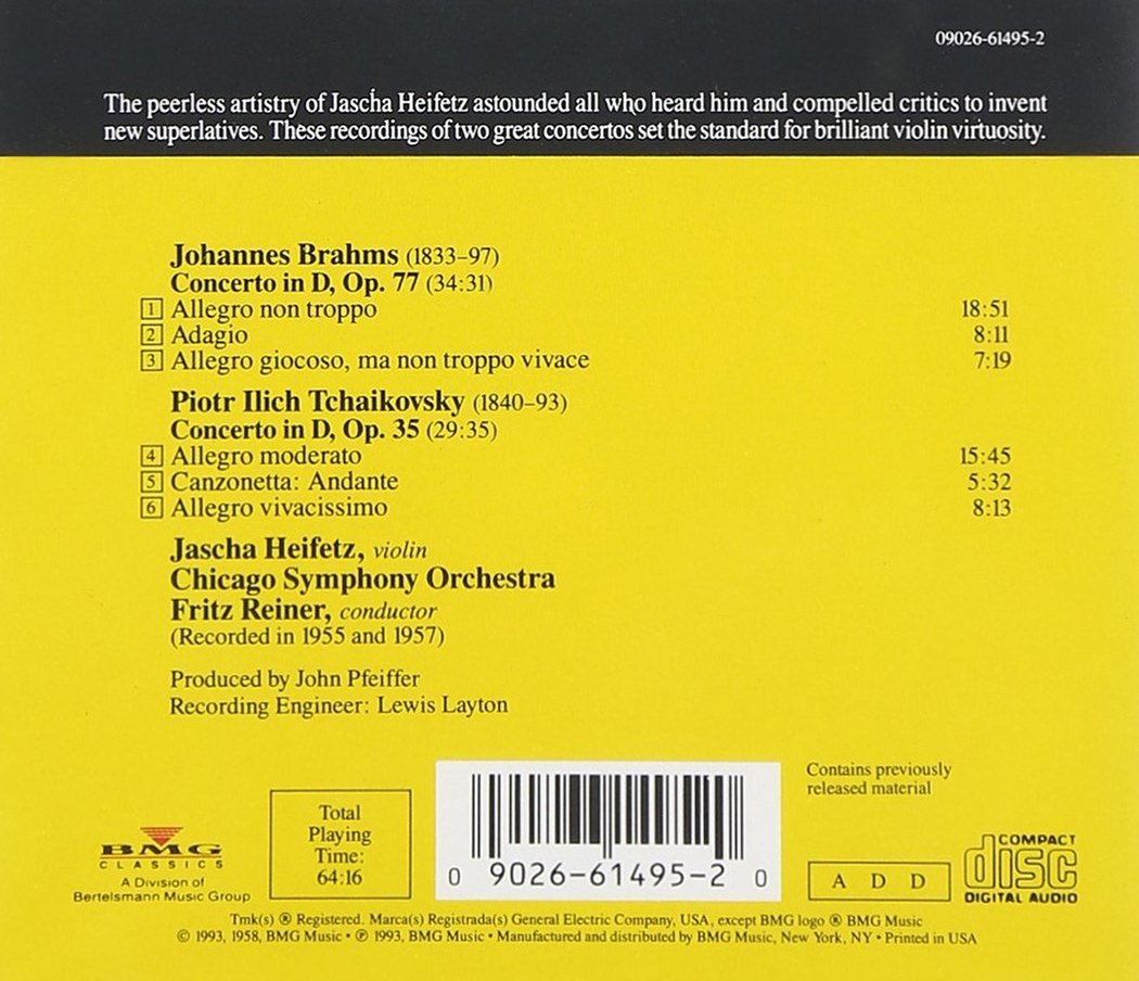 Tschaikowsky / Brahms Violinkonzerte, Audio-CD