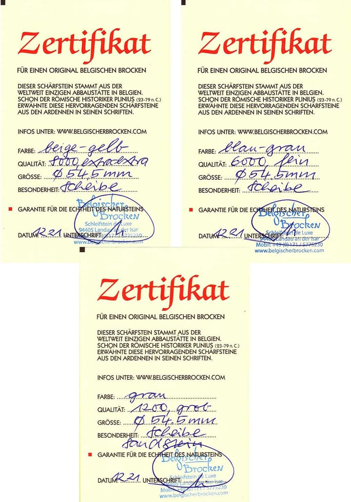 Schleif-Scheiben-Set Belgischer Brocken Pyrenäenstein Natur Korn 1200 6000 8000 Durchmesser 54,5 mm