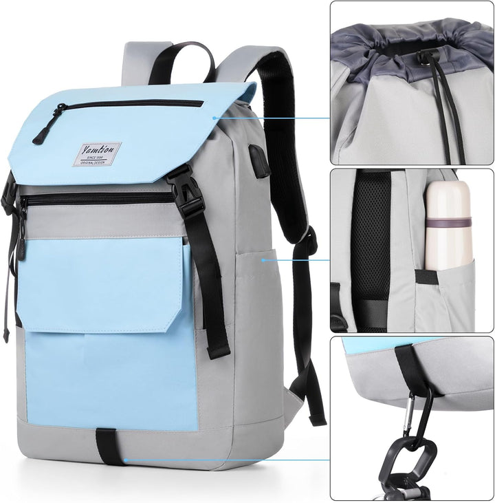 YAMTION Rucksack Schule Damen Herren,Schultasche Teenager Jungen Schulranzen Mädchen für Uni Freizei
