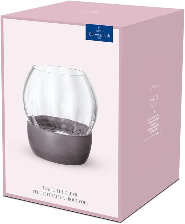 Villeroy & Boch – Rose Garden Home Teelichthalter, 11 cm, Kristallglas/Beton Windlicht 11 cm, Windli