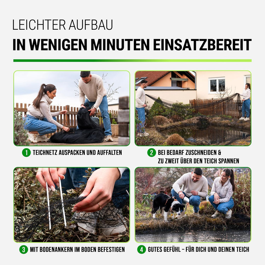 FISO® Teichnetz - 5x6m I Vogelschutznetz engmaschig, robust, witterungs- &amp; UV-beständig I Schwarzes