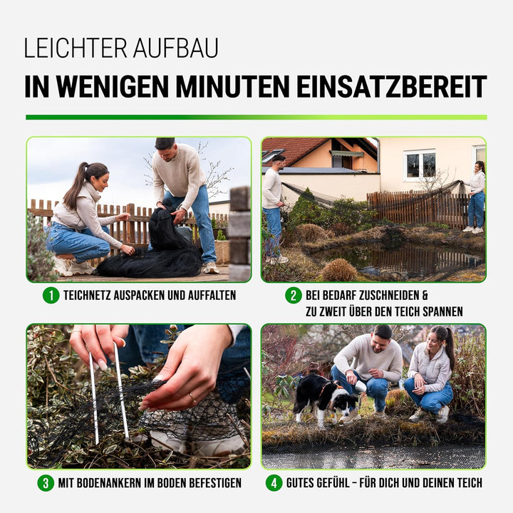 FISO® Teichnetz - 5x6m I Vogelschutznetz engmaschig, robust, witterungs- &amp; UV-beständig I Schwarzes